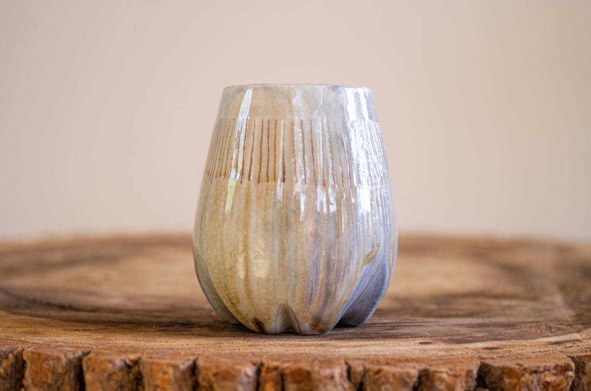 rutile wood-fired bordeaux glass