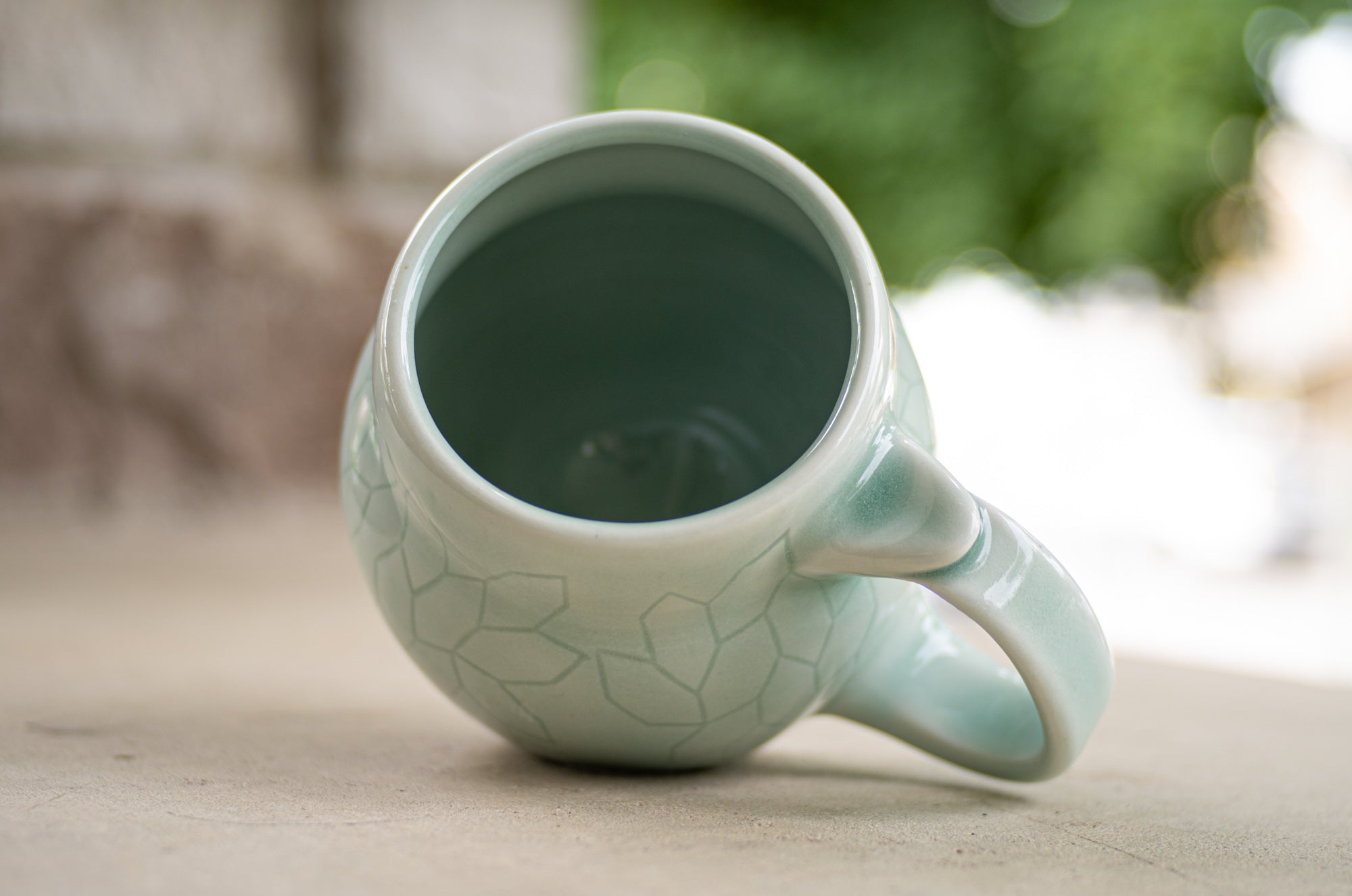 geometric celadon mug