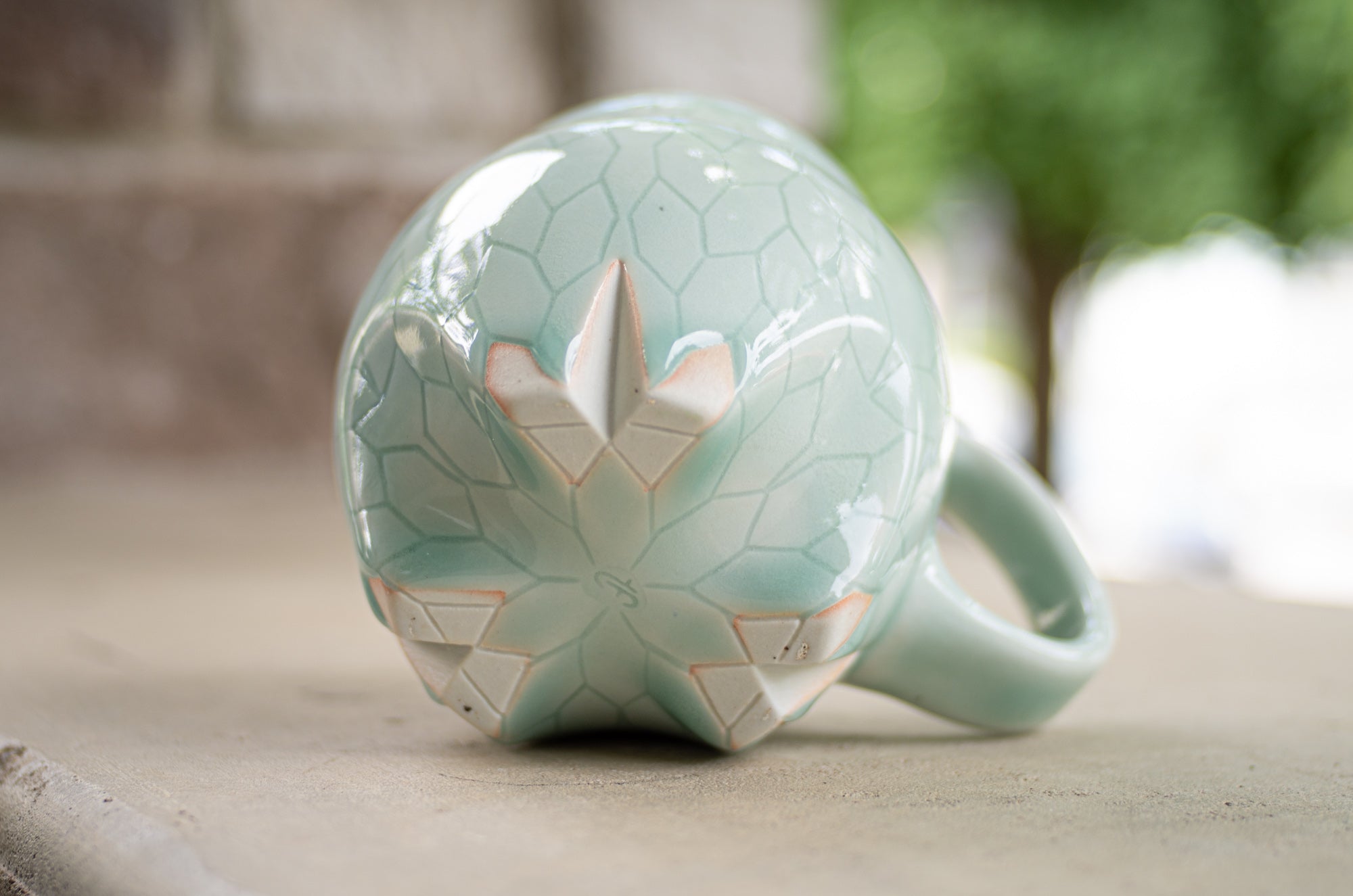 geometric celadon mug