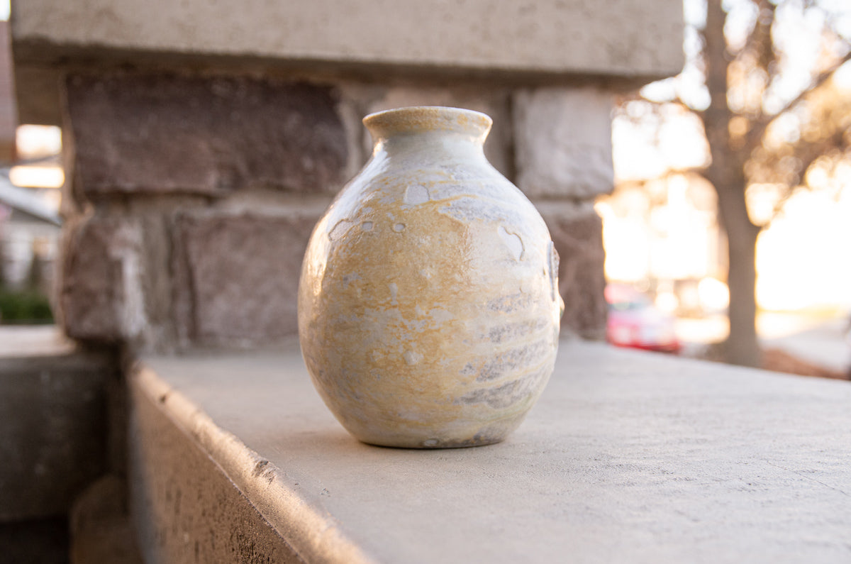 wood-fired oak leaf bottle vase